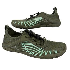 HF Hike Footwear Barefoot Sneaker Size EU 40 Army Green Pull On Stretch Laces